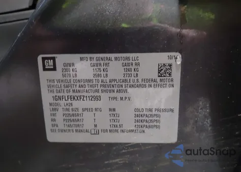 2015 Chevrolet Equinox 1Lt z USA, uszkodzony, nr VIN 1GNFLFEKXFZ112993